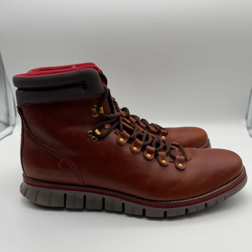 Cole Haan Boots Mens 12M Brown Zerogrand Hiker Leather C33471 Waterproof Style